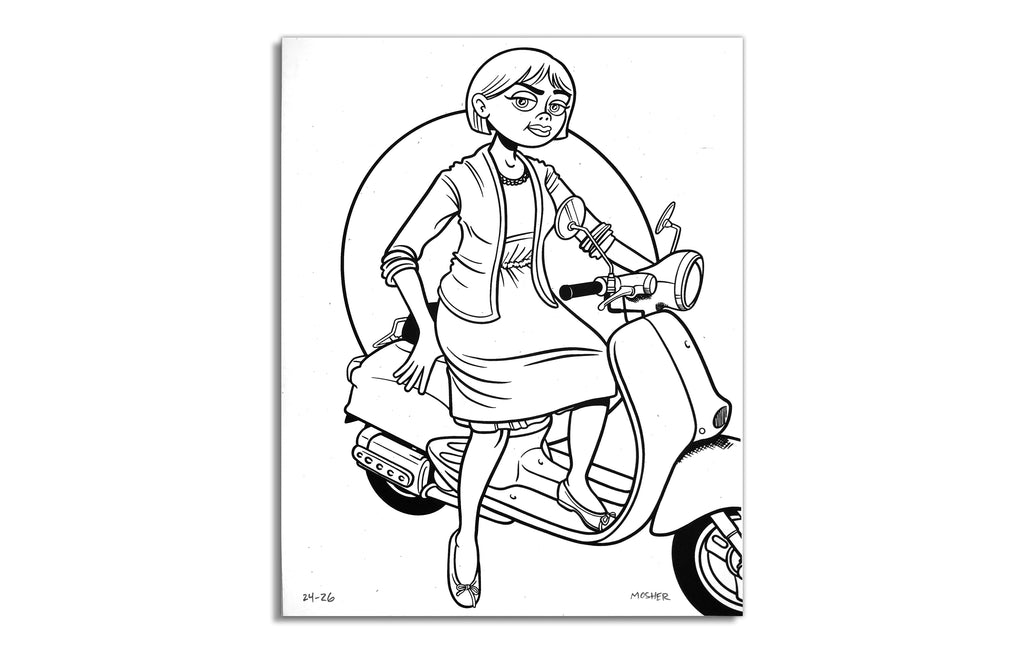 Ruth on Moped [White] by Mosher