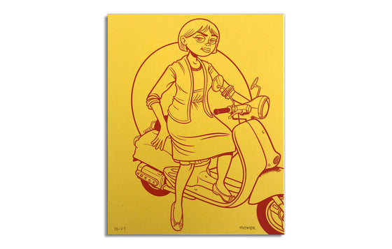 Ruth on Moped [Yellow] by Mosher