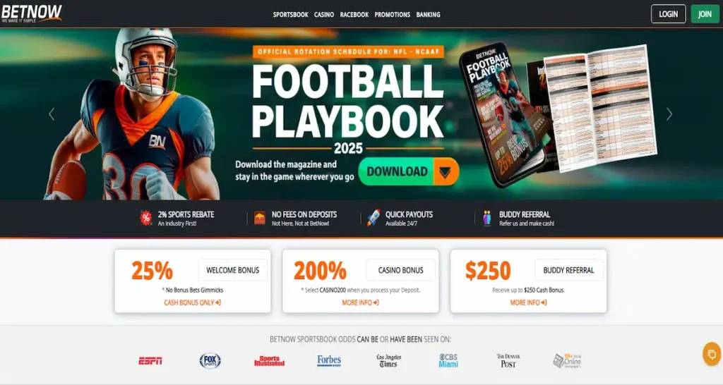 BetNow sportsbook odds board on mobile