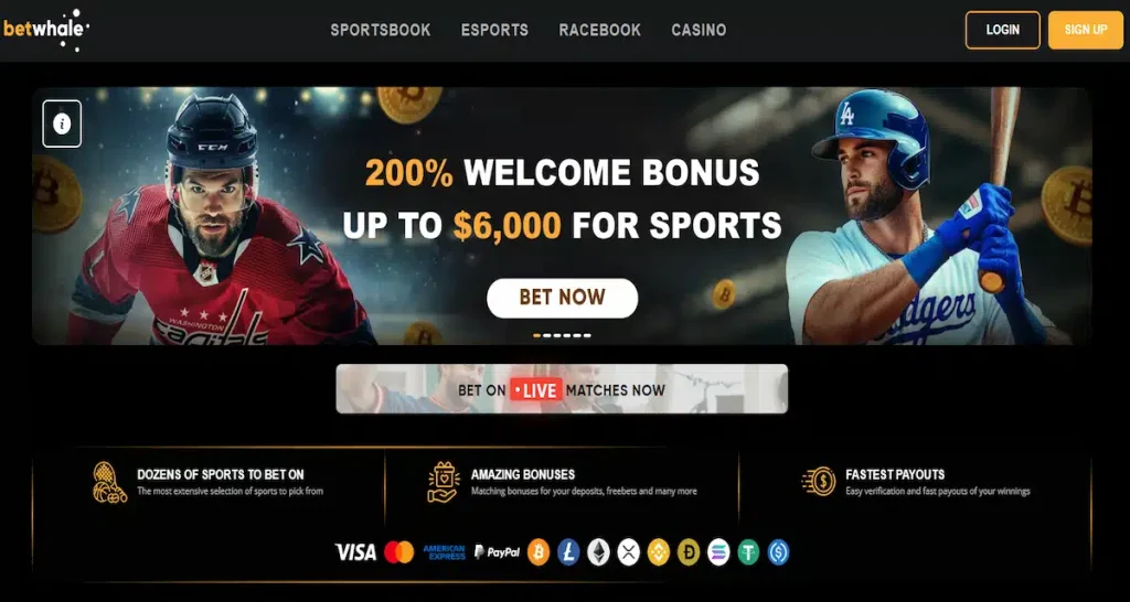 BetWhale mobile sports betting app screen